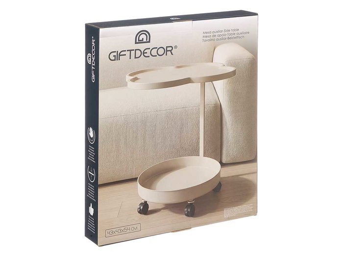 GIFTDECOR Mesa Auxiliar Doble Blanca