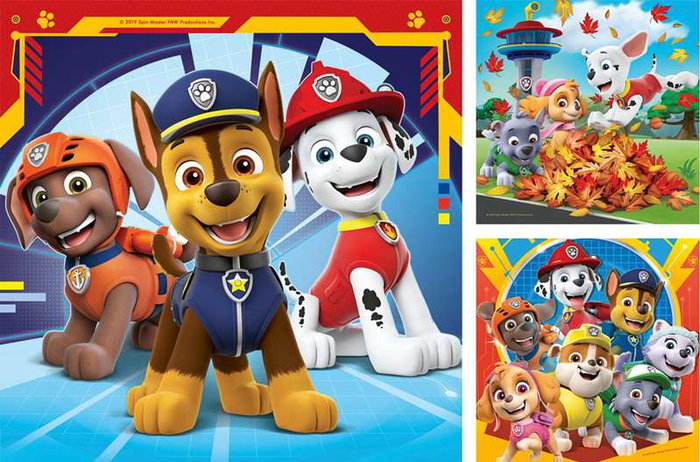 Ravensburger Puzzle Paw Patrol 3 en 1 - 3 Puzzles de 49 Piezas cada uno - Multilingüe (Español, Inglés, Francés, Alemán, Italiano, Neerlandés, Portugués)