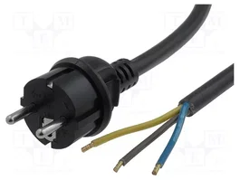 JONEX Cable de alimentación H05VV-F 3x2,5mm2 con enchufe CEE 7/7, 3m