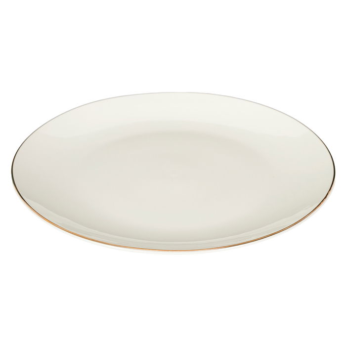 Home Deco Factory Vajilla Erina Porcelana 12 Piezas Ribete Dorado Colección Natural