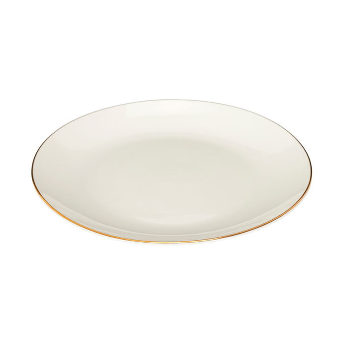 Home Deco Factory Vajilla Erina Porcelana 12 Piezas Ribete Dorado Colección Natural