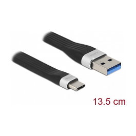 DeLOCK Cable de cinta plana USB 3.2 Gen 1 USB Tipo-A a USB Tipo-C 13,5 cm PD 3 A