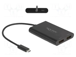 DeLOCK 64308 Adaptador USB Tipo C a 2 x DisplayPort 4K 60 Hz con DisplayLink® y USB PD