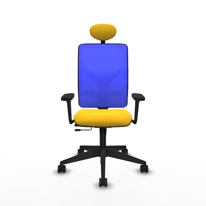 PIQUERAS Y CRESPO Silla de oficina Motilla con mecanismo Sincro/Traslack, Amarillo y Azul