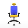 PIQUERAS Y CRESPO Silla de oficina Motilla con mecanismo Sincro/Traslack, Amarillo y Azul