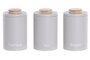 DKD Home Decor Surtido de Botes de Metal y Bambú Beige