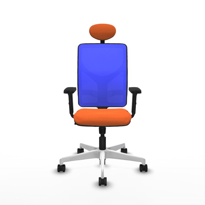 PIQUERAS Y CRESPO Silla de oficina Motilla con mecanismo Sincro, tela Naranja y malla Azul