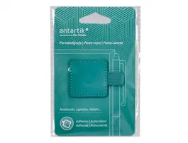 Antartik Portabolígrafo Autoadhesivo para Cuaderno Note con Elástico hasta 15 mm, Verde Aguamarina, Material PU, 40x40 mm