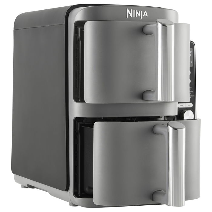 Ninja SL400EU Double Stack XL 9.5L Freidora de Aire Caliente, Color Negro/Plateado