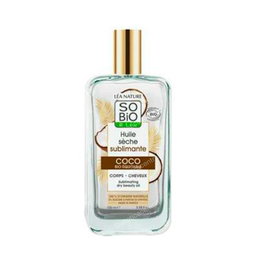 So'Bio Etic Aceite Seco para Cuerpo y Cabello Aroma Coco Bio 100 ml - Nutrición, Elasticidad, Ecológico, Sin Siliconas, Fragancia Natural