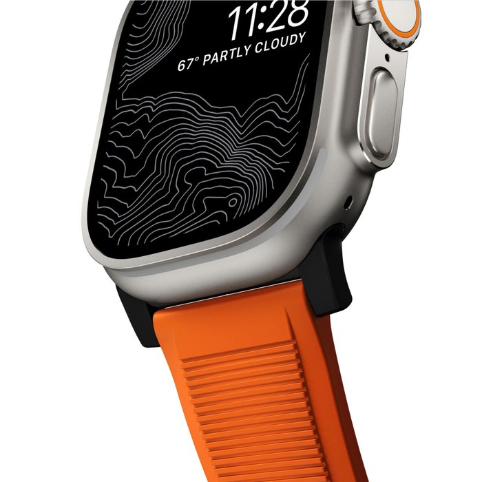 Nomad Rugged Strap Ultra Orange Connector Black 42/44/45/49mm