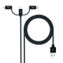 Nanocable Cable USB 3 en 1 Carga/Datos USB-A a USB-C/Micro USB/Lightning, 1 m, Negro
