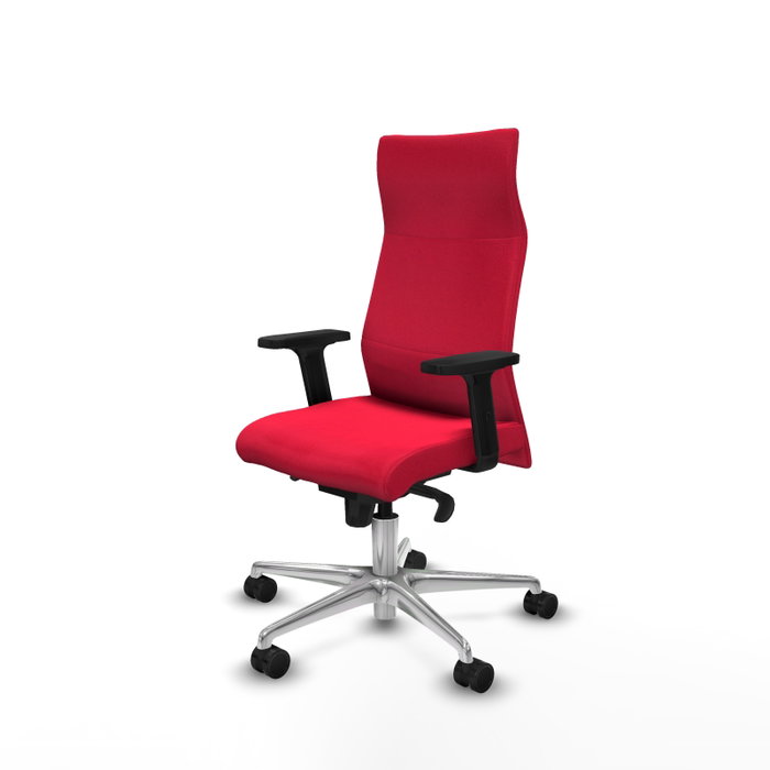 PIQUERAS Y CRESPO Sillón Albacete Rojo con Mecanismo Sincro, Base de Aluminio y Brazos 2D