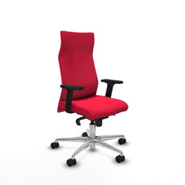 PIQUERAS Y CRESPO Sillón Albacete Rojo con Mecanismo Sincro, Base de Aluminio y Brazos 2D