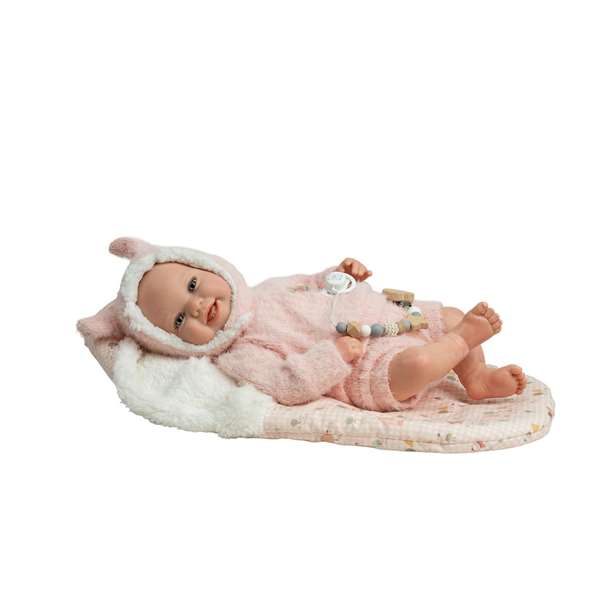Muñecas Arias Muñeca Reborn Kira 45 cm Rosa con Saco de Dormir - Edad 3-99 años