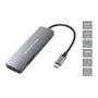 Conceptronic DONN11G Adaptador 6 en 1 USB-C a HDMI, USB-A y Lectores de Tarjetas, Gris