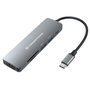 Conceptronic DONN11G Adaptador 6 en 1 USB-C a HDMI, USB-A y Lectores de Tarjetas, Gris