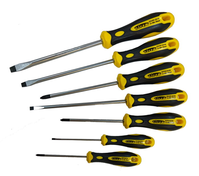 SIFER Juego de 7 Destornilladores Bocas Plana/Recta/PH 531510 SIFER Juego de 7 Destornilladores Bocas Plana/Recta/PH 531510