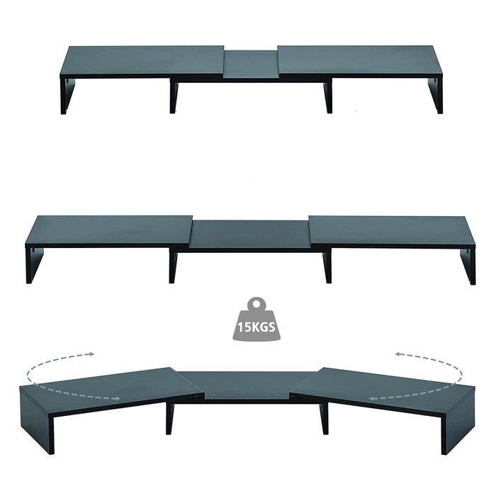 Phoenix technologies Soporte Elevador 3 Monitores Portátil de Madera Modular con Ranura para Móvil y Organizadores de Cables, Soporta hasta 15 kg