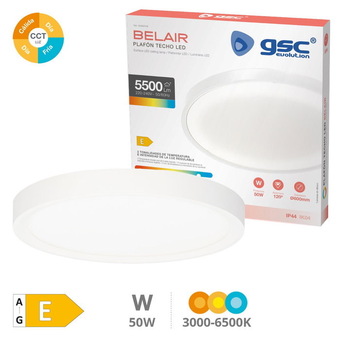 GSC Evolution Plafón de techo LED Belair 50W 3000-4000-6500K IP44 GSC Evolution Plafón de techo LED Belair 50W 3000-4000-6500K IP44