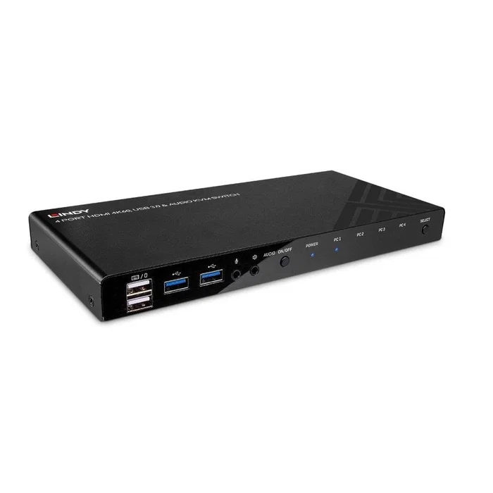 Lindy KVM Switch 4 Puertos HDMI 4K60 USB 3.0 y Audio Negro Lindy KVM Switch 4 Puertos HDMI 4K60 USB 3.0 y Audio Negro