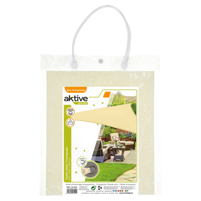 Aktive Garden Toldo vela triangular color crema 500x500x500 cm Aktive Garden Toldo vela triangular color crema 500x500x500 cm