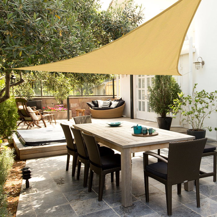 Aktive Garden Toldo vela triangular color crema 500x500x500 cm Aktive Garden Toldo vela triangular color crema 500x500x500 cm
