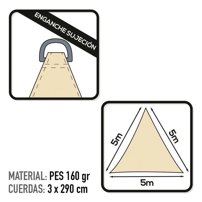 Aktive Garden Toldo vela triangular color crema 500x500x500 cm Aktive Garden Toldo vela triangular color crema 500x500x500 cm