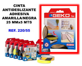 Cinta antideslizante adhesiva 25mm x 5m Amarilla/Negra