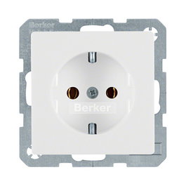 Berker Q.1 47436089 Enchufe SCHUKO Tipo F Blanco, 250V 16A, 50-60Hz, Carcasa de Duroplast y Plástico, para Interruptor