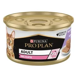 Purina Pro Plan Feline Lata Pavo Delicado Alimento Húmedo para Gatos Adultos 24x85g