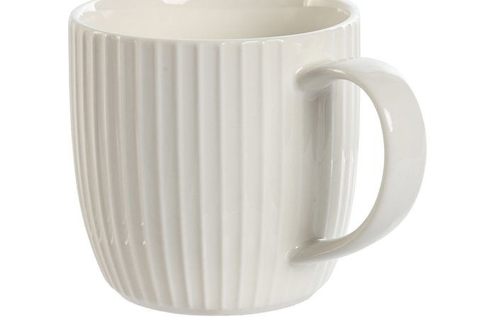 DKD Home Decor Juego de 6 Tazas de Porcelana Blanca 350 ml Carve Loving 24