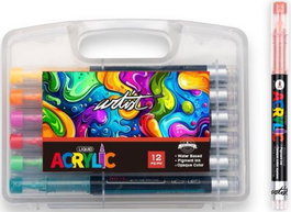 ARTIST BY ALEX BOG Estuche de 12 Rotuladores Acrílicos Real Brush Colores Surtidos