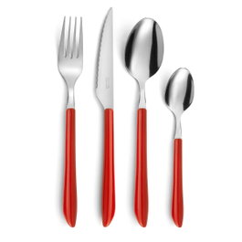 Pradel Set de 24 Cubiertos Vibrato Rojo