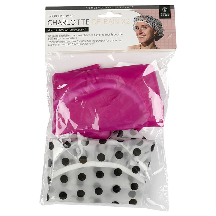 Cosmetic Club Juego De 2 Gorros De Baño Plástico