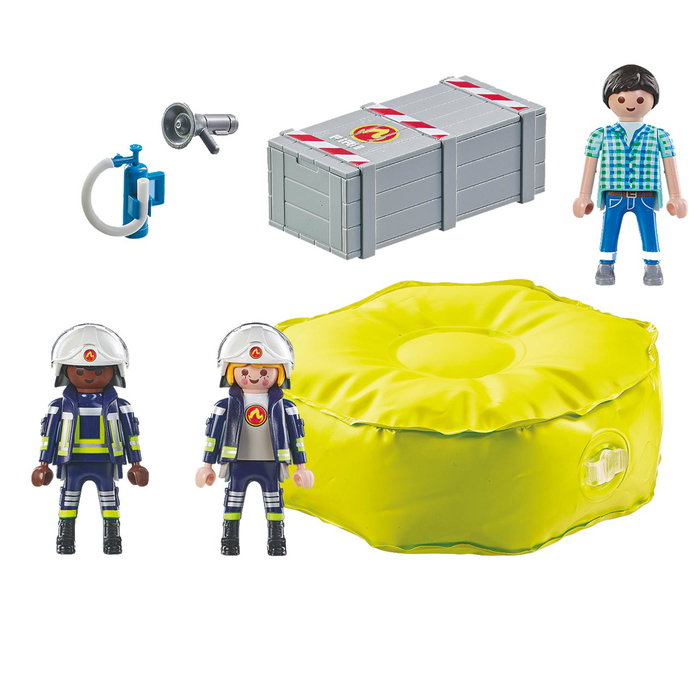Playmobil Bomberos Con Colchoneta 71465 Set de Rescate para Niños +4 Años