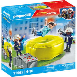 Playmobil Bomberos Con Colchoneta 71465 Set de Rescate para Niños +4 Años