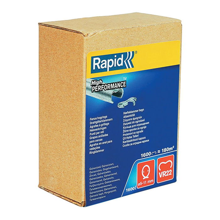 Rapid 40108810 Grapas o Anillos para Cercas Vr22 Mod. 1.6m Galvanizada Caja 1000 Unidades