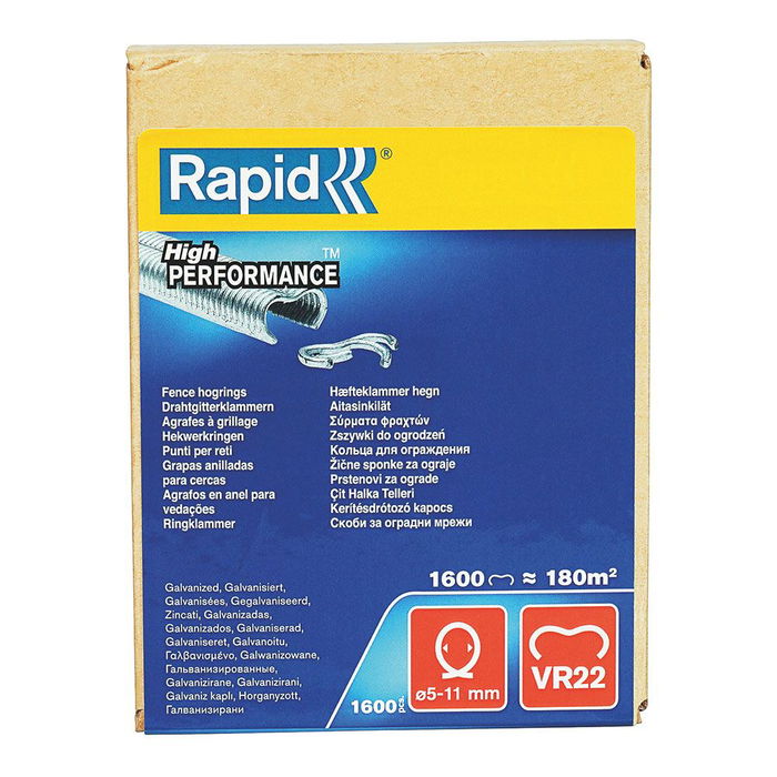 Rapid 40108810 Grapas o Anillos para Cercas Vr22 Mod. 1.6m Galvanizada Caja 1000 Unidades
