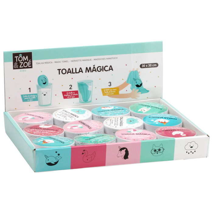 Tom et Zoe Toalla Mágica 30x30 cm 100% Algodón Comprimida