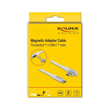 DeLOCK Cable Magnético Thunderbolt 3 a USB-C 4K 60 Hz, Acodado, 1,2 m DeLOCK Cable Magnético Thunderbolt 3 a USB-C 4K 60 Hz, Acodado, 1,2 m