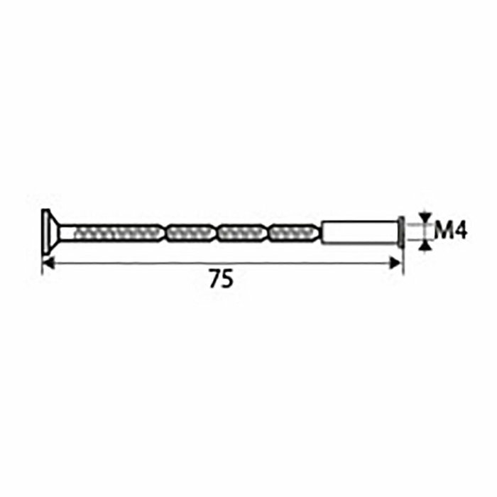 Edm Tornillo pasante multicorte Trn02, M4 x 75 mm, Acero Níquel Satinado