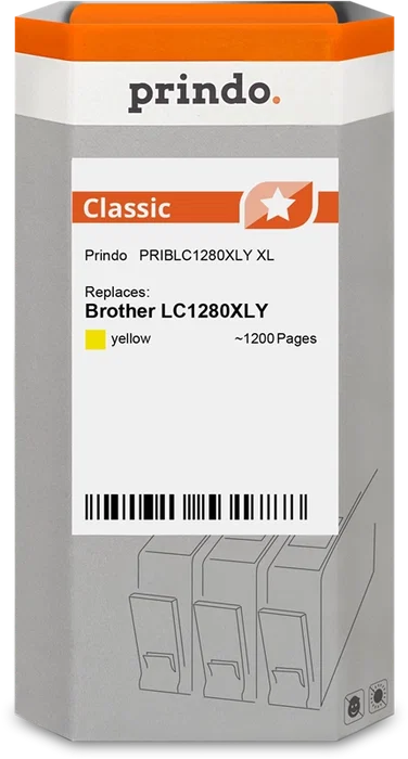 Prindo Cartucho de Tinta Amarillo Classic XL Compatible con Brother LC1280XLY – 1.200 Páginas Prindo Cartucho de Tinta Amarillo Classic XL Compatible con Brother LC1280XLY – 1.200 Páginas