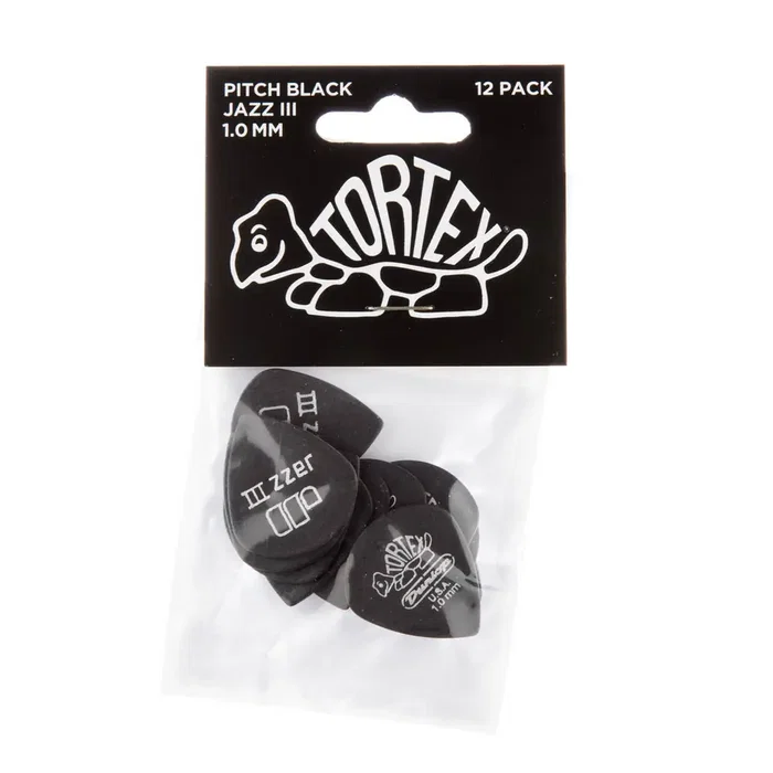 Dunlop Púas Tortex Jazz III 1,0 mm Pitch Black (Pack de 12)