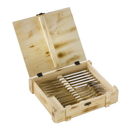 Zwilling Steakbesteckset 07150-359-0, 12 Piezas en Caja de Madera - 6 Cuchillos y 6 Tenedores para Carne, Acero Inoxidable, apto Lavavajillas