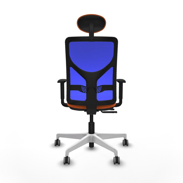 PIQUERAS Y CRESPO Silla de oficina Motilla con mecanismo Sincro/Traslack, Tela Naranja y Malla Azul PIQUERAS Y CRESPO Silla de oficina Motilla con mecanismo Sincro/Traslack, Tela Naranja y Malla Azul