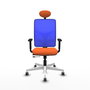 PIQUERAS Y CRESPO Silla de oficina Motilla con mecanismo Sincro/Traslack, Tela Naranja y Malla Azul