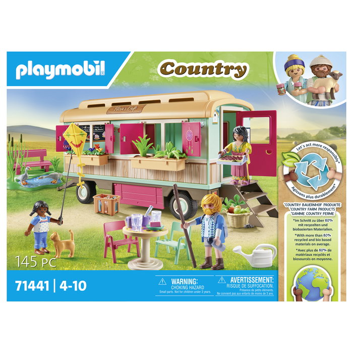 Playmobil Country 71441 Caravana cafetería boutique con tren y huerto, Multicolor Playmobil Country 71441 Caravana cafetería boutique con tren y huerto, Multicolor