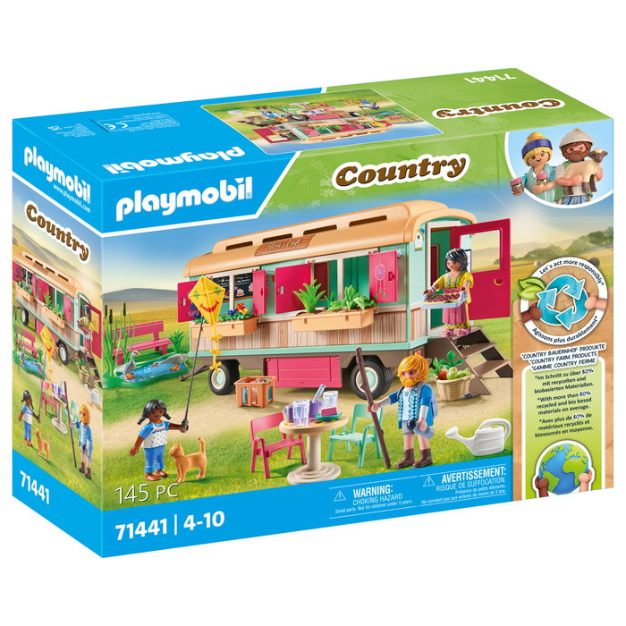 Playmobil Country 71441 Caravana cafetería boutique con tren y huerto, Multicolor Playmobil Country 71441 Caravana cafetería boutique con tren y huerto, Multicolor