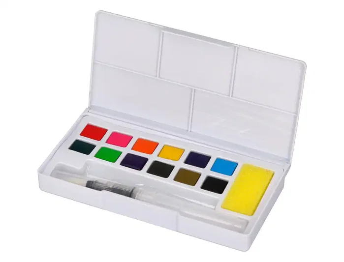Liderpapel Acuarela 12 colores con pincel de agua rellenable y esponja